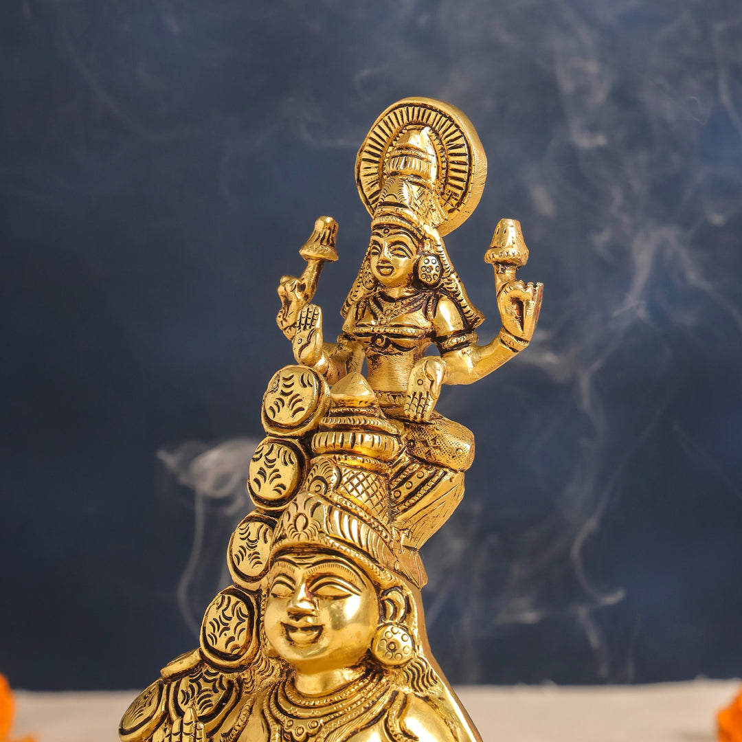 Brass Sitting Kuber And Lakshmi Idol (10.5 Inch) Vedansh Craft