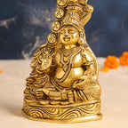 Brass Sitting Kuber And Lakshmi Idol (10.5 Inch) Vedansh Craft