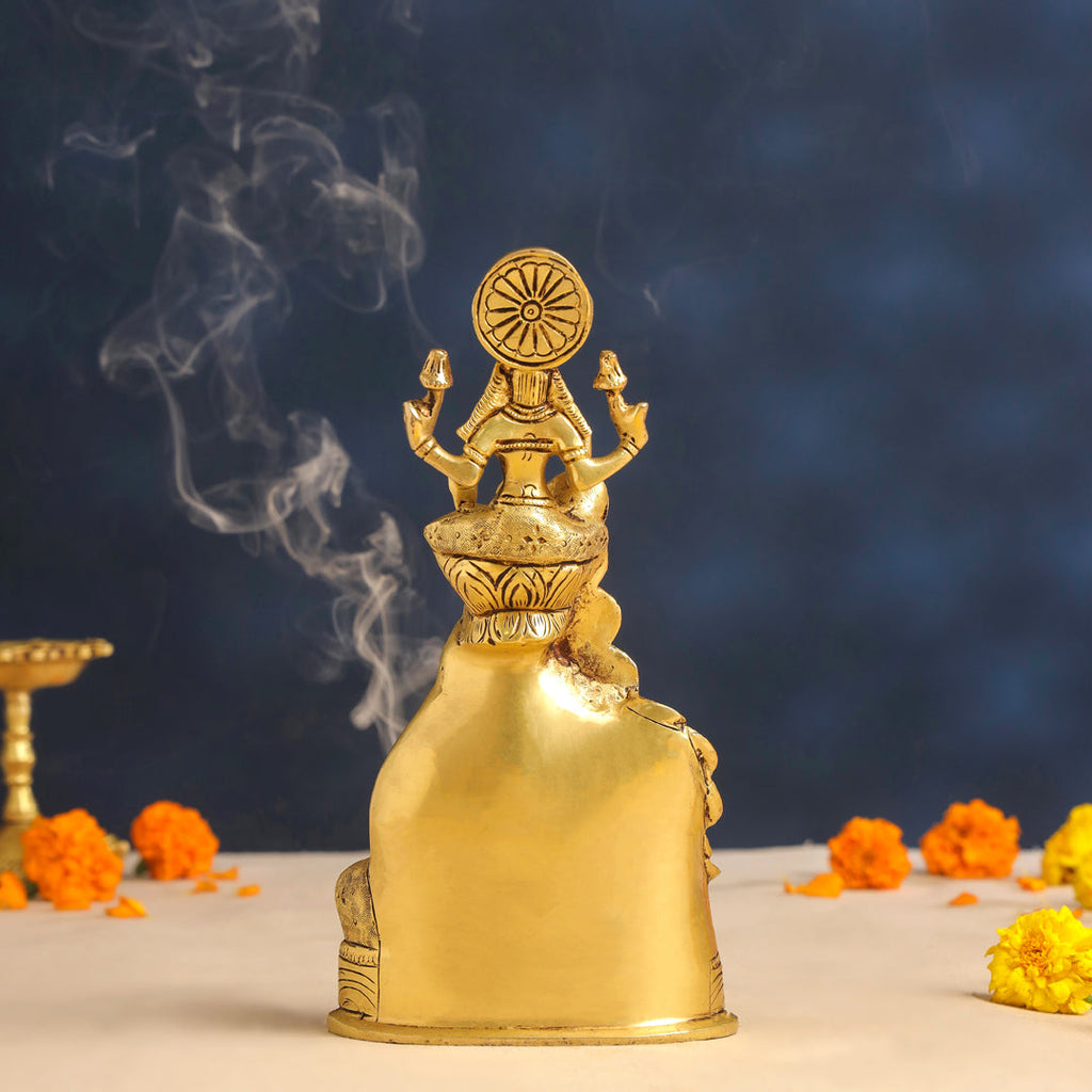 Brass Sitting Kuber And Lakshmi Idol (10.5 Inch) Vedansh Craft