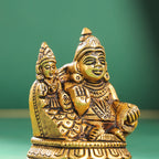 Brass Sitting Kuber And Lakshmi Idol (3 Inch) Vedansh Craft