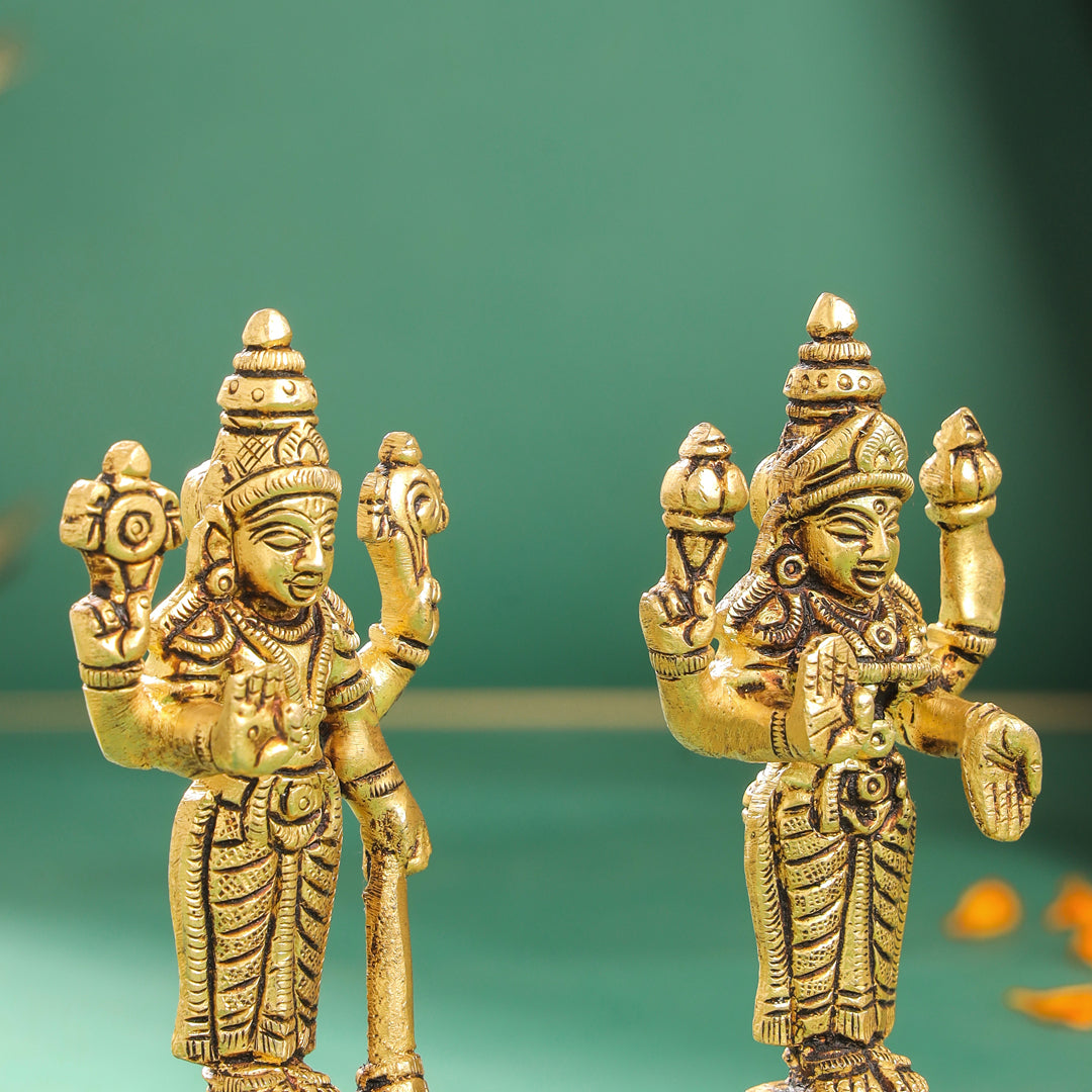 Brass Standing Vishnu Lakshmi Set (4.5 Inch) Vedansh Craft