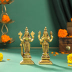 Brass Standing Vishnu Lakshmi Set (4.5 Inch) Vedansh Craft