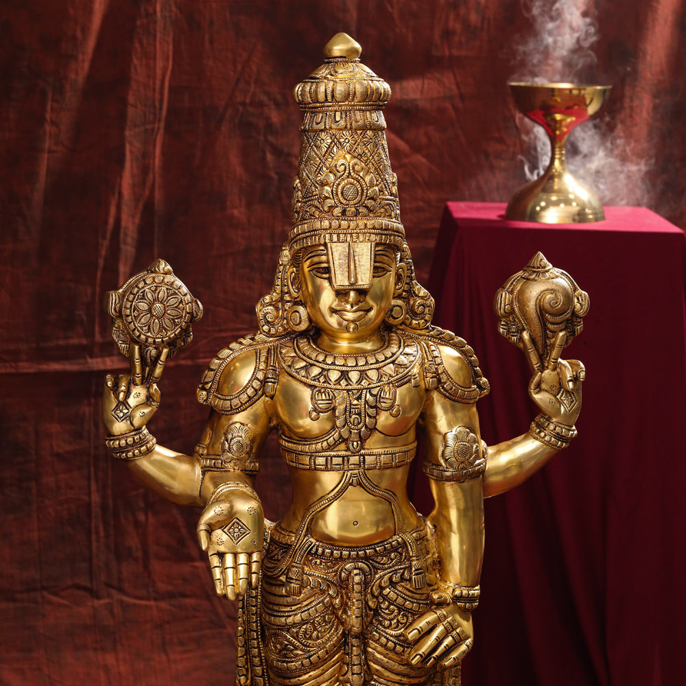Brass Tirupati Balaji/Venkateshwar Statue (41 Inch) Vedansh Craft
