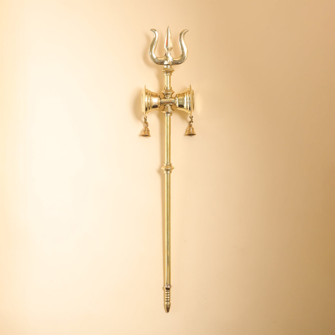Brass Shiva's Damru Trishul With Bell Vedansh Craft