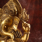 Brass Chowki Sitting Ganesha Statue (26 Inch) Vedansh Craft