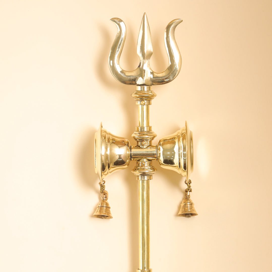 Brass Shiva's Damru Trishul With Bell Vedansh Craft