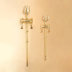 Brass Shiva's Damru Trishul With Bell Vedansh Craft