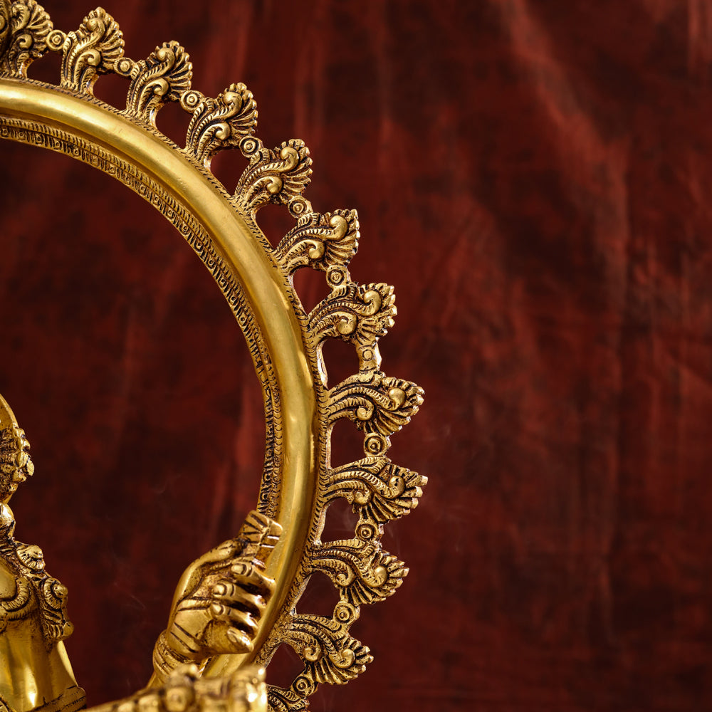 Brass Goddess Frame Sitting Saraswati Statue (27 Inch) Vedansh Craft