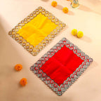 Sequin And Pearl Work Red Velvet God Pooja Asana Vedansh Craft