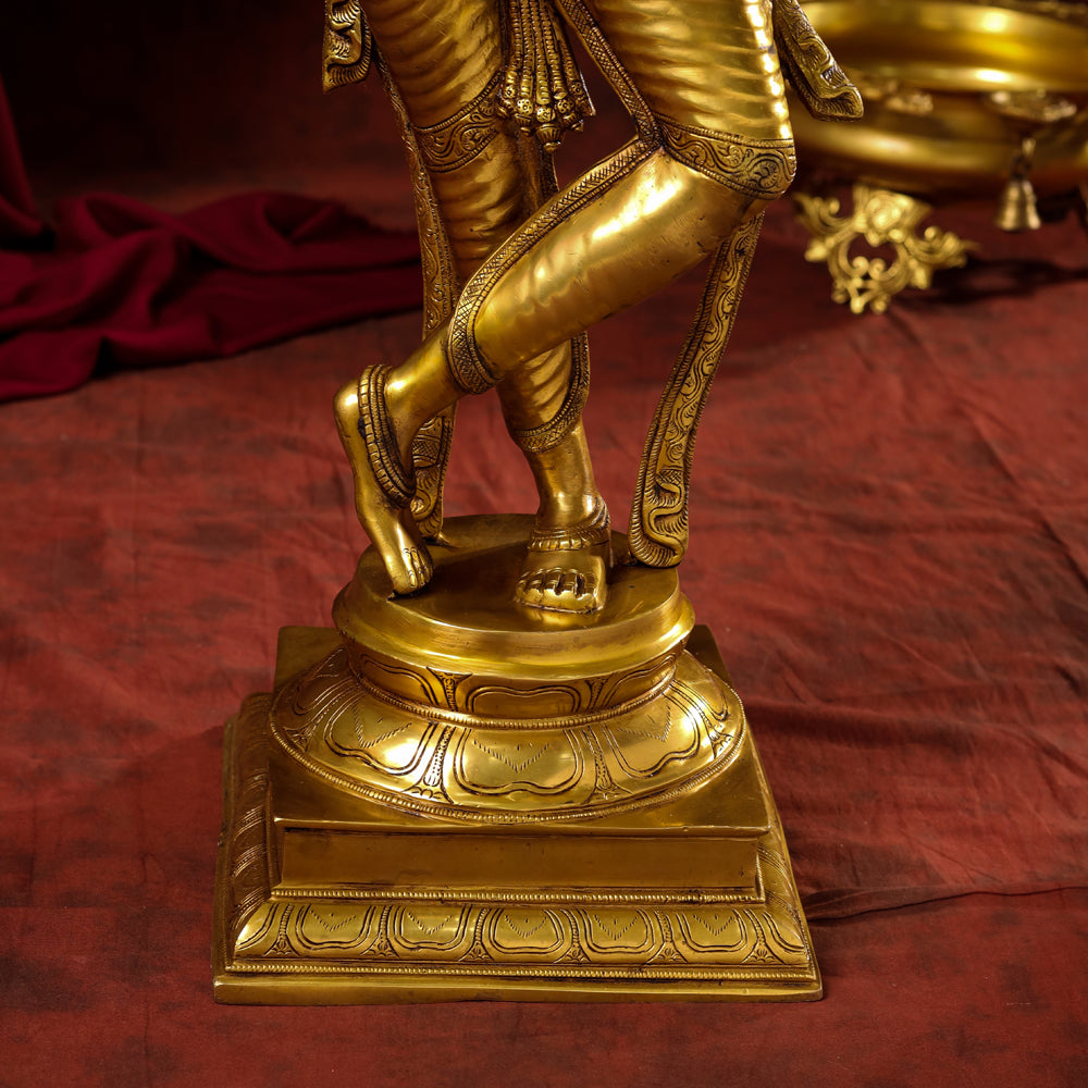 Brass Standing Superfine Krishna Idol (35 Inch) Vedansh Craft