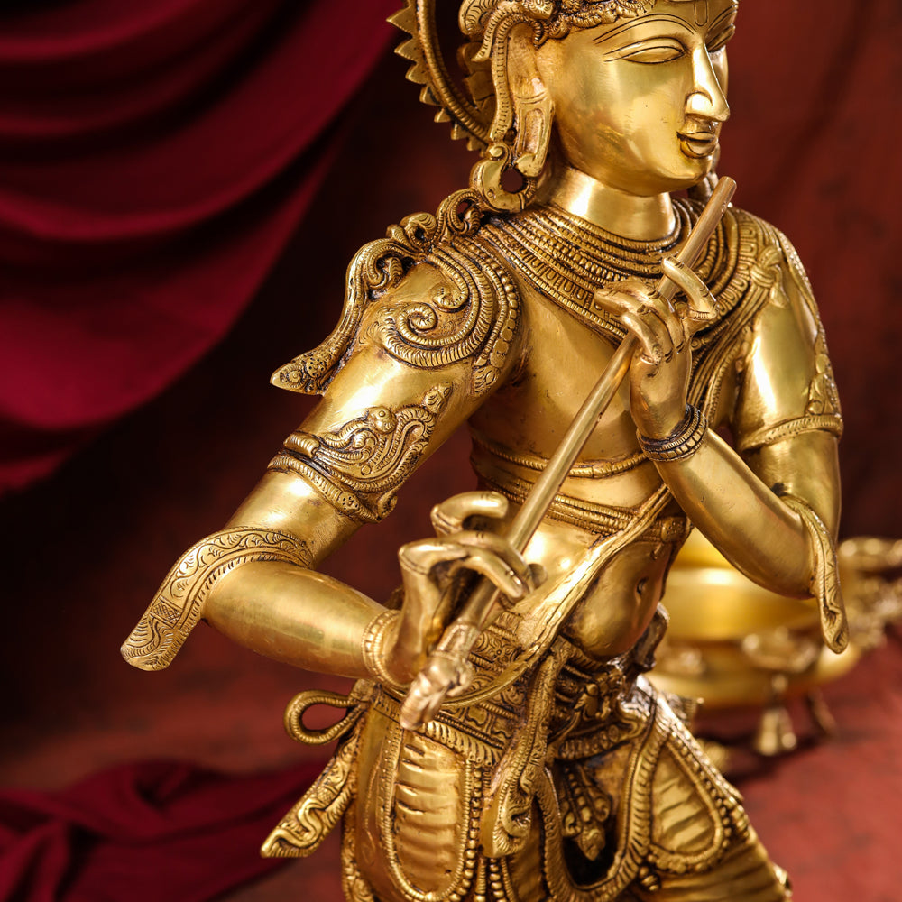 Brass Standing Superfine Krishna Idol (35 Inch) Vedansh Craft