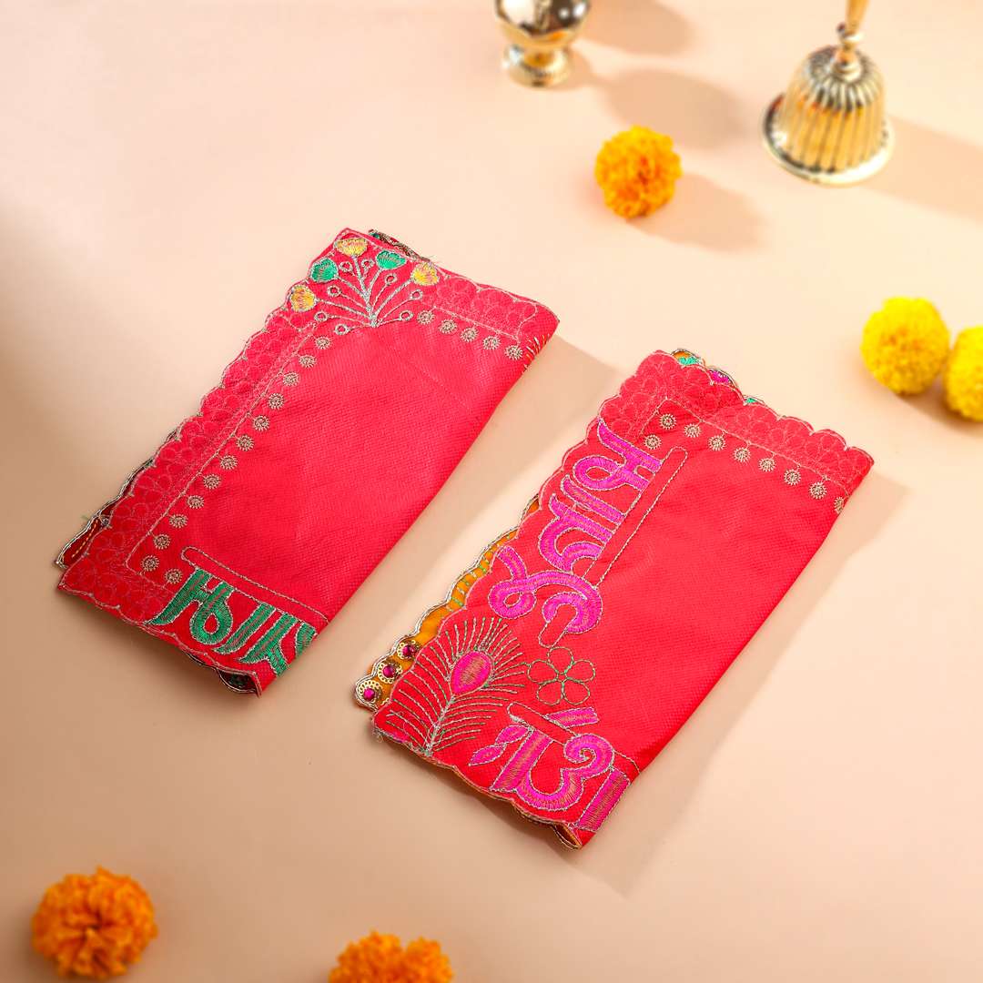 Radhe Shyam Pearl & Stone Work Velvet Pooja Asana Vedansh Craft