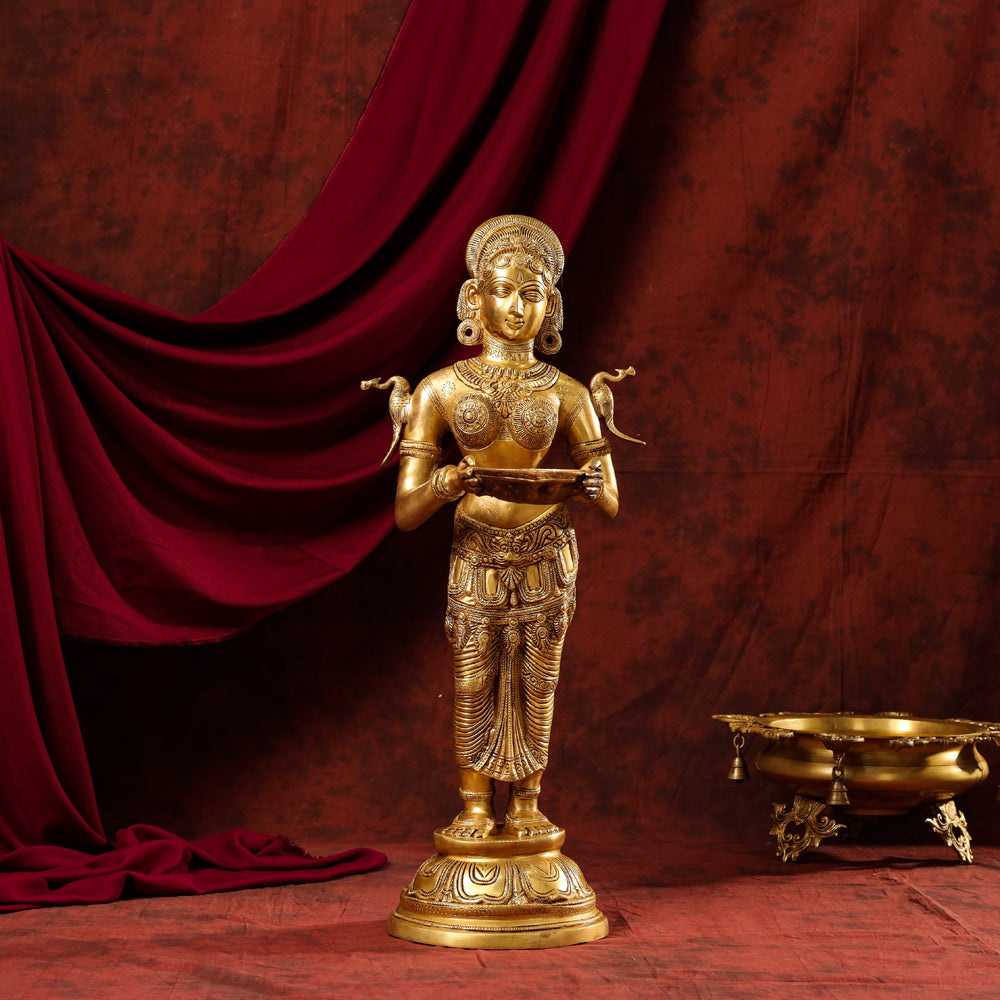 Brass Standing Deep Lakshmi Statue (30 Inch) Vedansh Craft