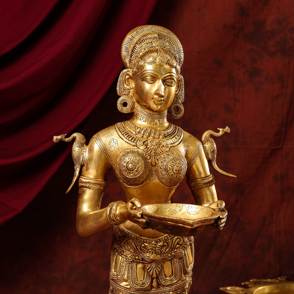 Brass Standing Deep Lakshmi Statue (30 Inch) Vedansh Craft