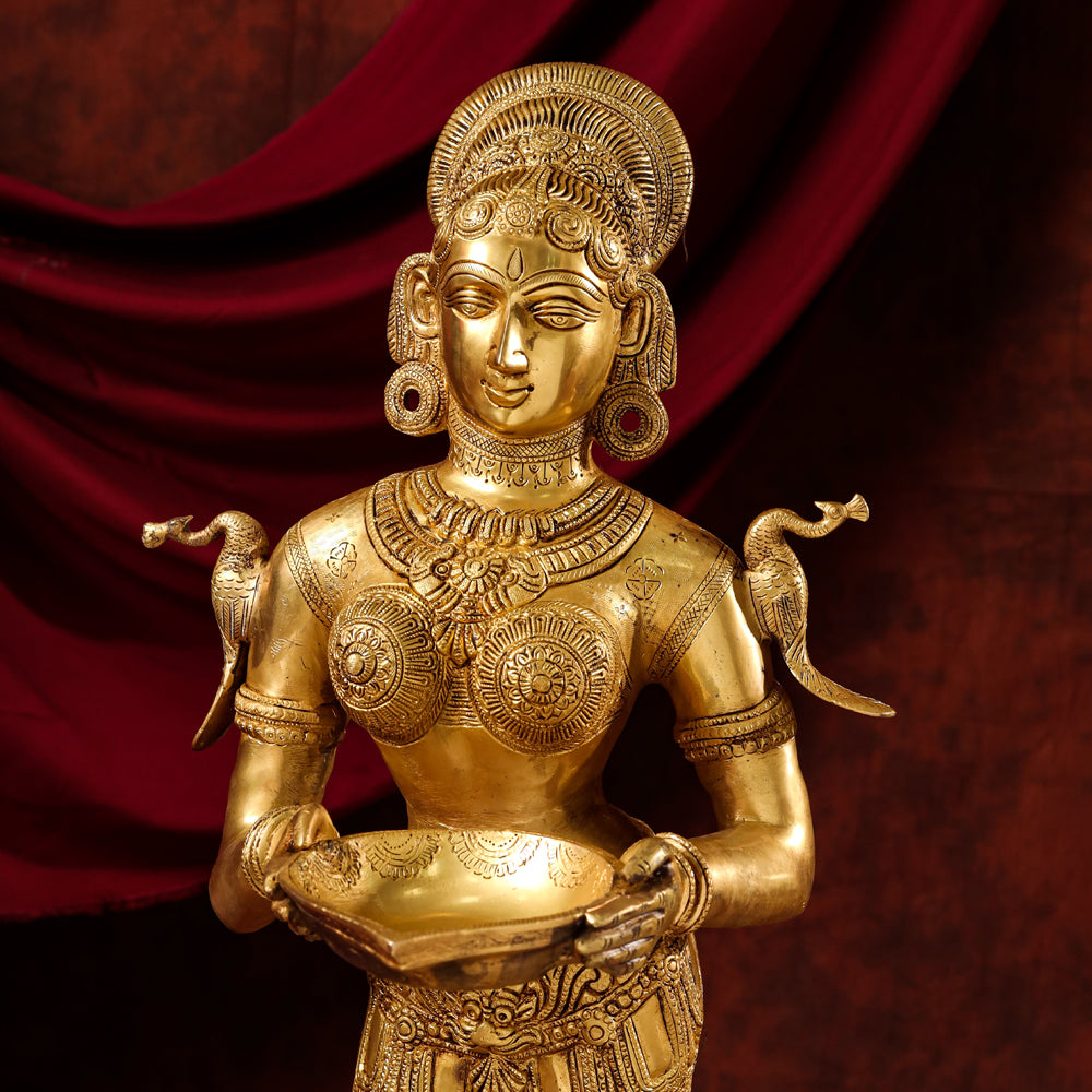 Brass Standing Deep Lakshmi Statue (30 Inch) Vedansh Craft