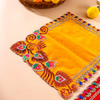 Stone And Sequin Work Red Velvet God Pooja Asana Vedansh Craft