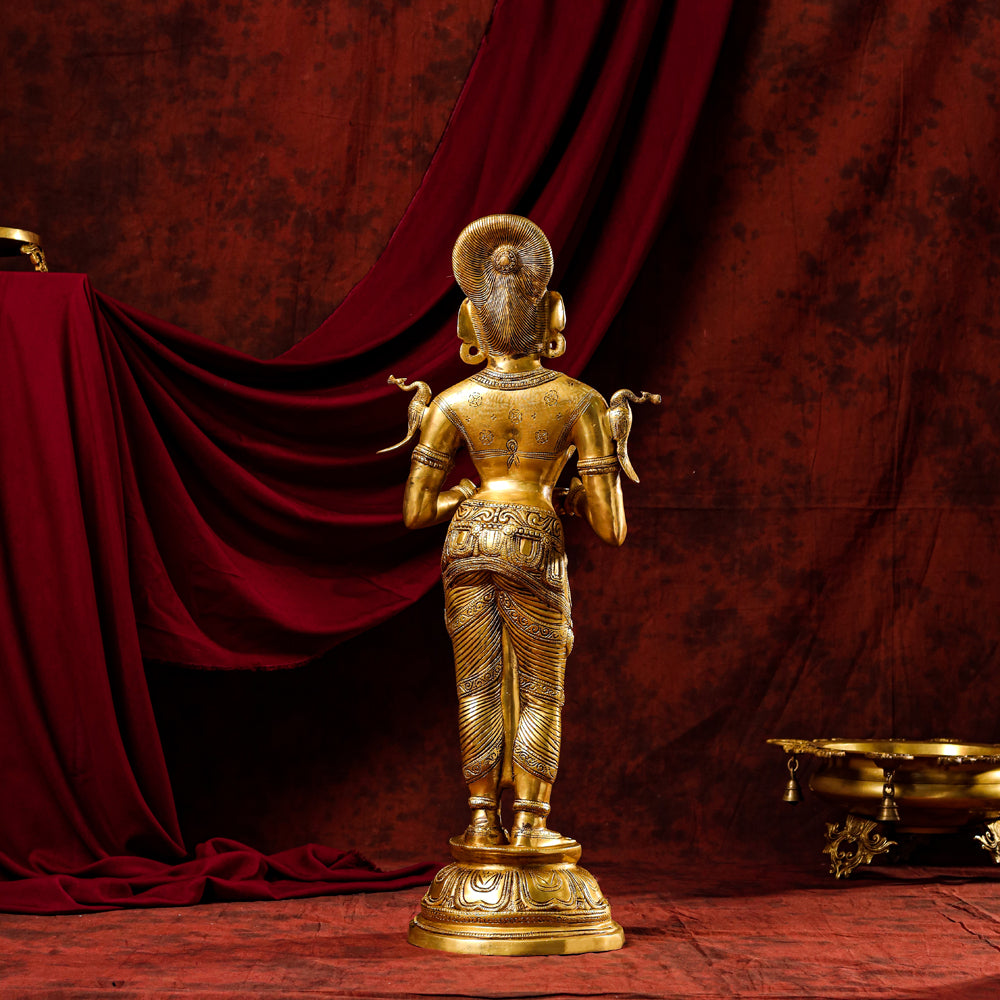 Brass Standing Deep Lakshmi Statue (30 Inch) Vedansh Craft