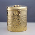 Brass Storage Container With Flower Pattern Vedansh Craft