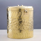 Brass Storage Container With Flower Pattern Vedansh Craft