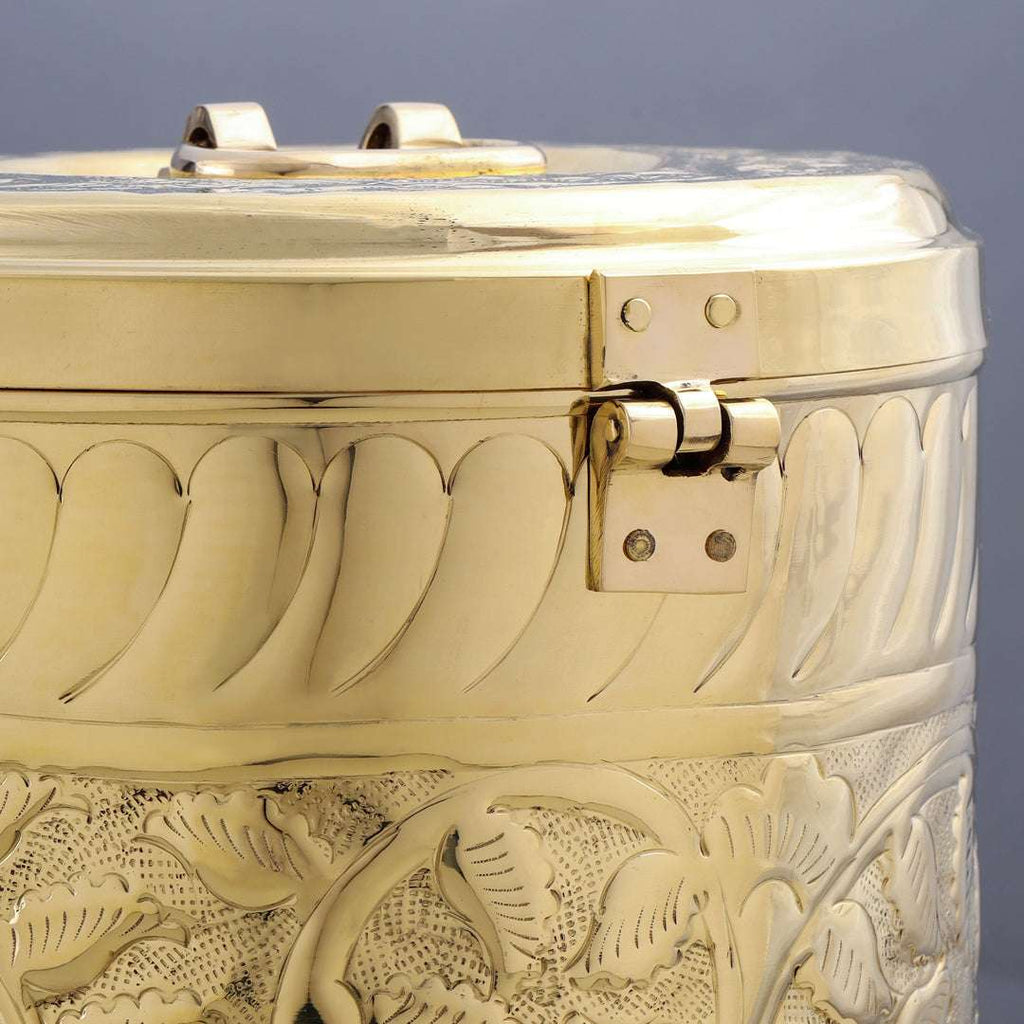 Brass Storage Container With Flower Pattern Vedansh Craft