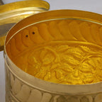 Brass Storage Container With Flower Pattern Vedansh Craft