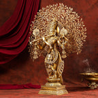 Brass Standing Lord Krishna Statue With Tree (38 Inch) Vedansh Craft