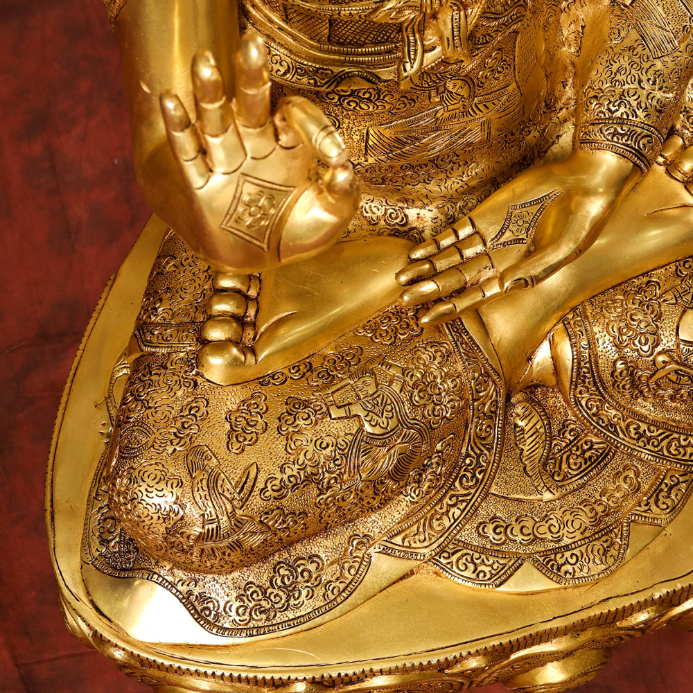 Brass Home Decor Buddha Statue With Tree (42 Inch) Vedansh Craft