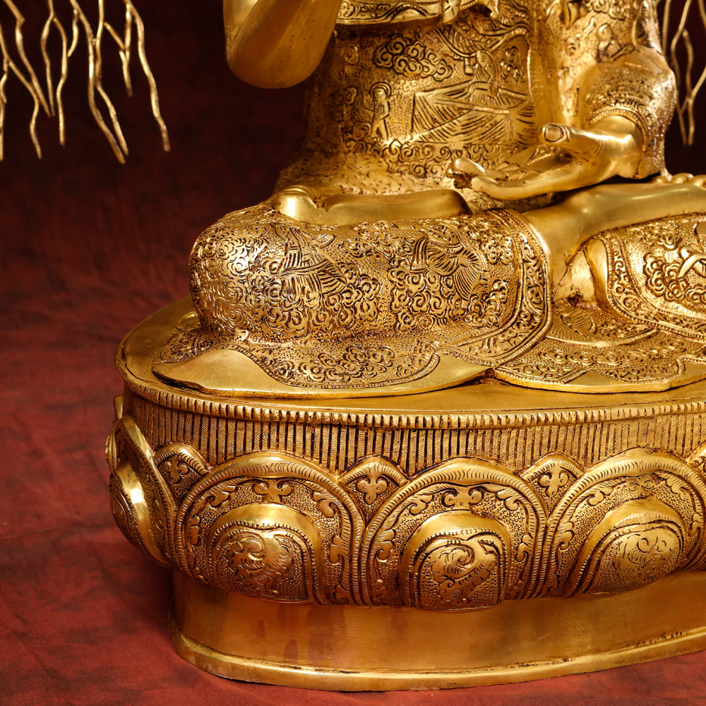 Brass Home Decor Buddha Statue With Tree (42 Inch) Vedansh Craft