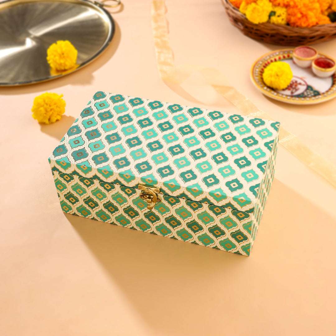 Brass Hand Painted Glass Pair House Warming Box Hamper Vedansh Craft