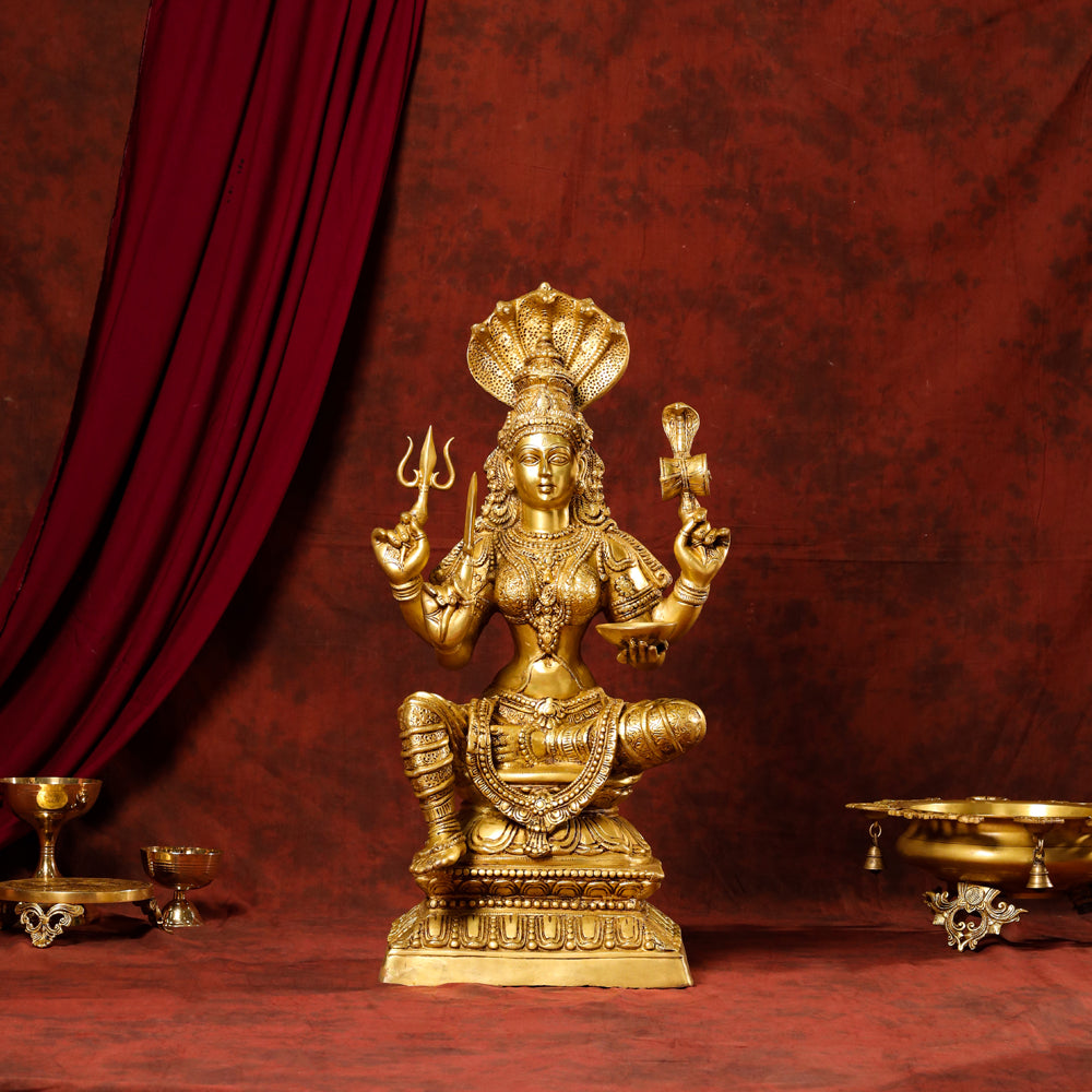 Brass Sitting Karumari Amman Statue (32 Inch) Vedansh Craft