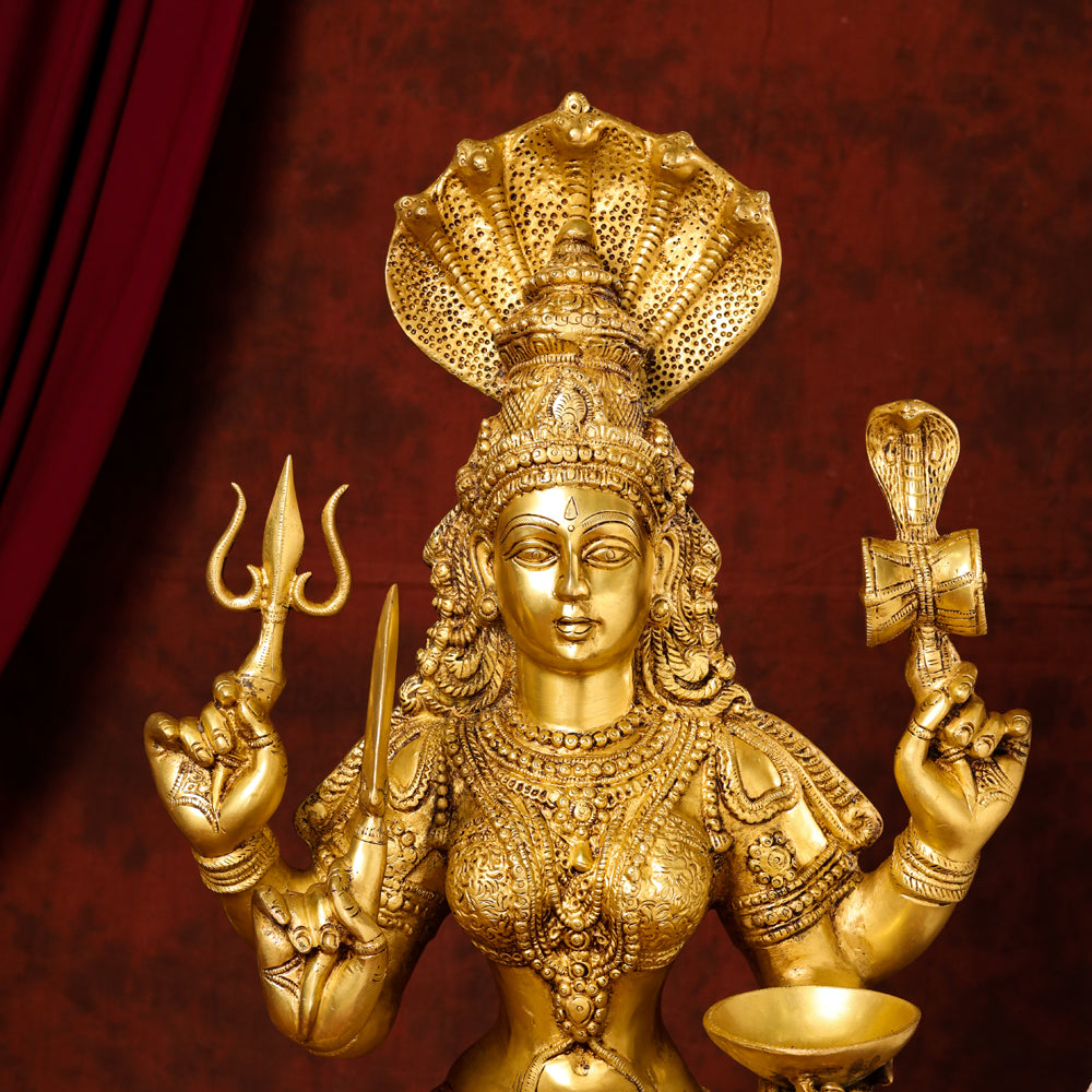 Brass Sitting Karumari Amman Statue (32 Inch) Vedansh Craft