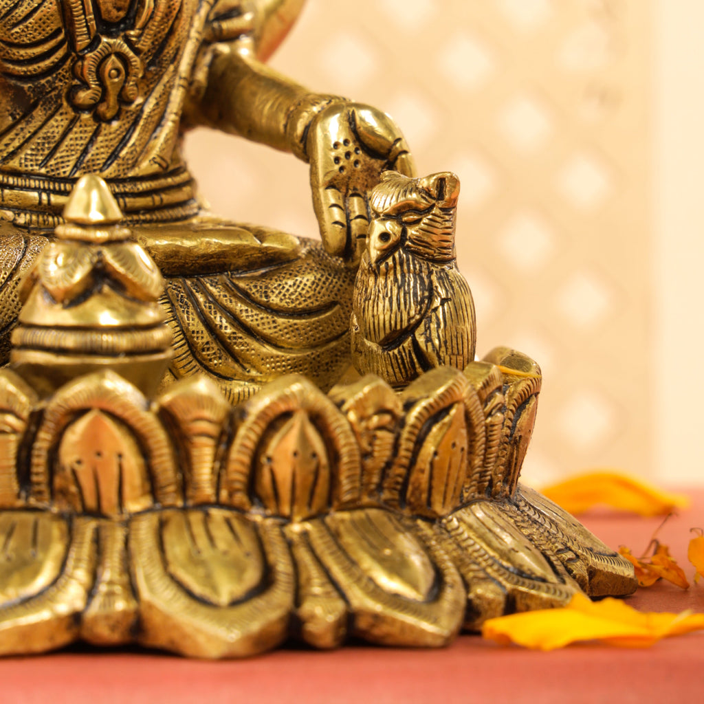 Brass Superfine Lotus Goddess Sitting Lakshmi Idol (5.5 Inch) Vedansh Craft