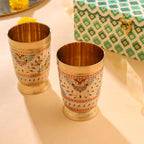 Brass Hand Painted Glass Pair House Warming Box Hamper Vedansh Craft