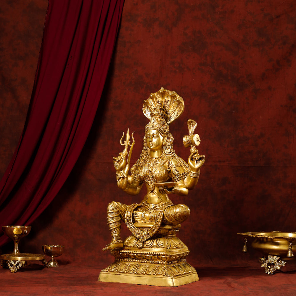 Brass Sitting Karumari Amman Statue (32 Inch) Vedansh Craft