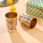 Brass Hand Painted Glass Pair House Warming Box Hamper Vedansh Craft