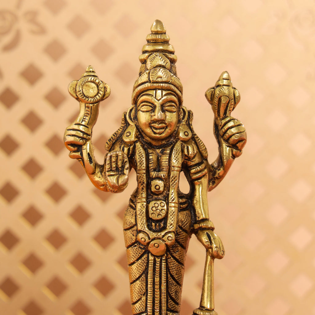Brass Lord Vishnu Idol (5.2 Inch) Vedansh Craft