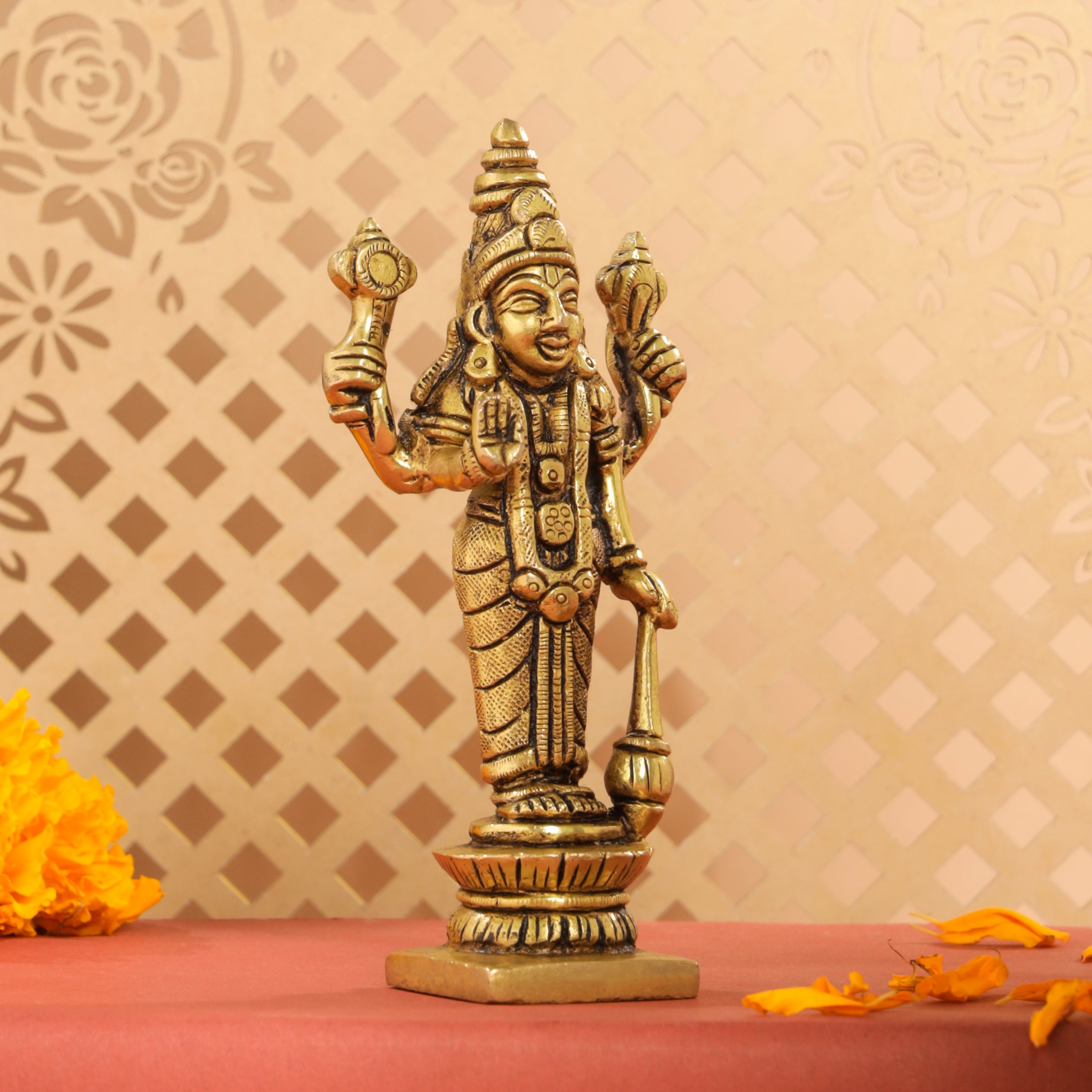 Brass Lord Vishnu Idol (5.2 Inch) Vedansh Craft