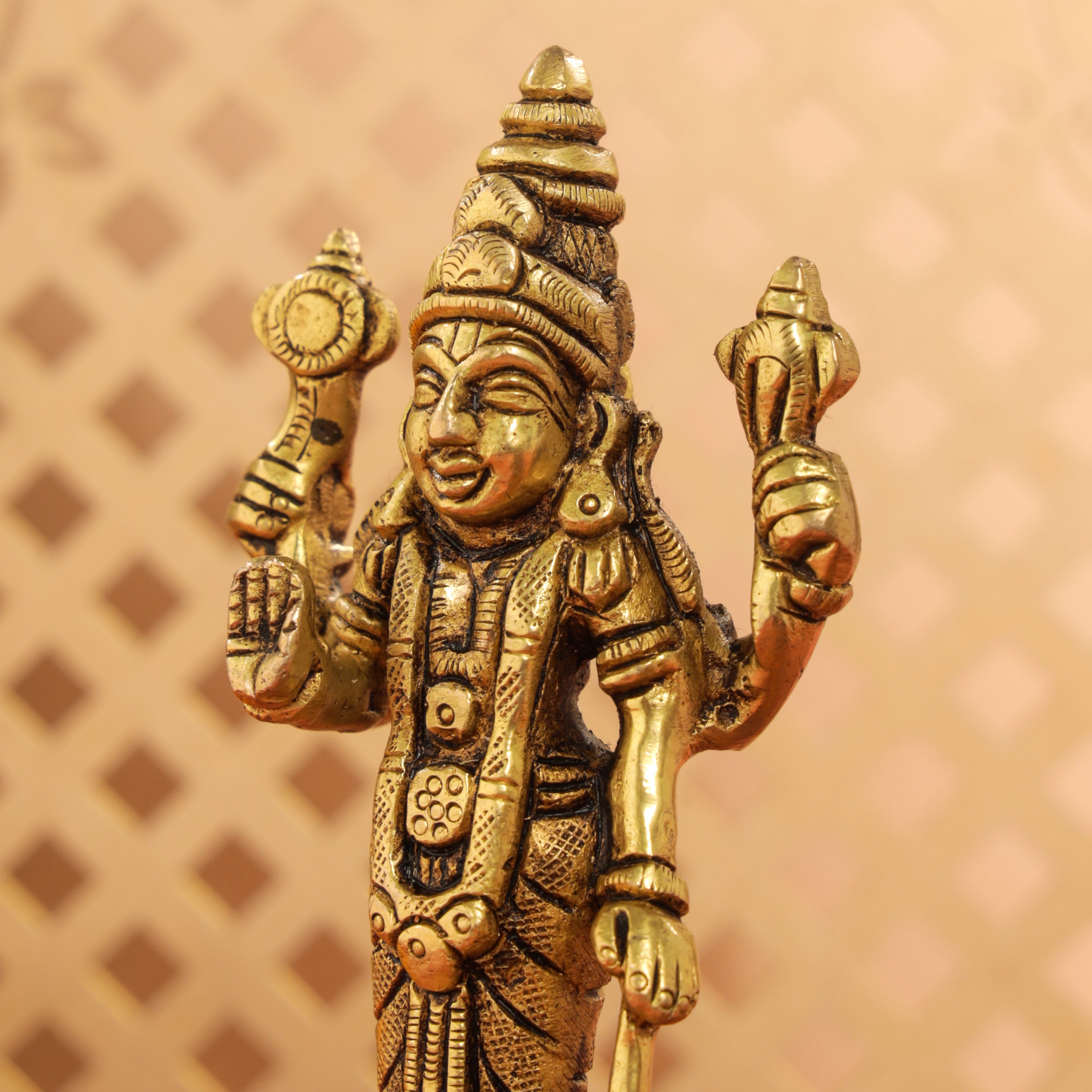 Brass Lord Vishnu Idol (5.2 Inch) Vedansh Craft