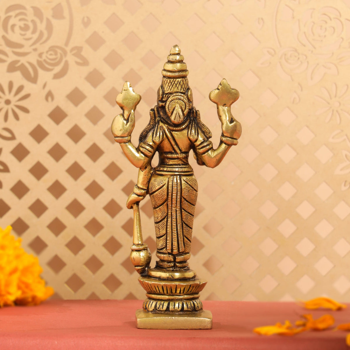 Brass Lord Vishnu Idol (5.2 Inch) Vedansh Craft