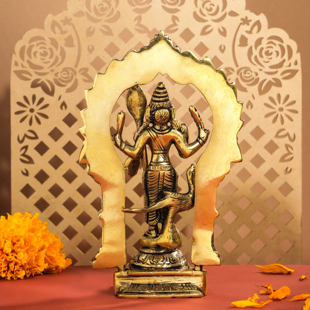Brass Standing Lord Murugan/Kartikeya Frame Idol (6.5 Inch) Vedansh Craft