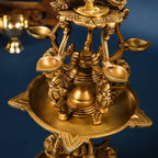 Brass Superfine Peacock Long Lamp (27 Inch) Vedansh Craft