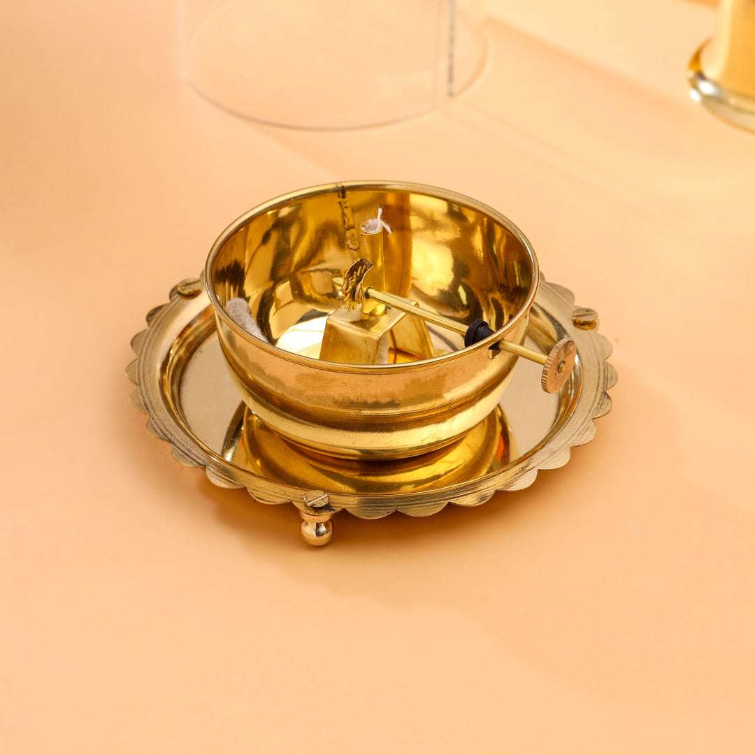 Brass Glass Akhand Jyoti Diya Vedansh Craft