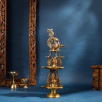 Brass Superfine Peacock Long Lamp (27 Inch) Vedansh Craft