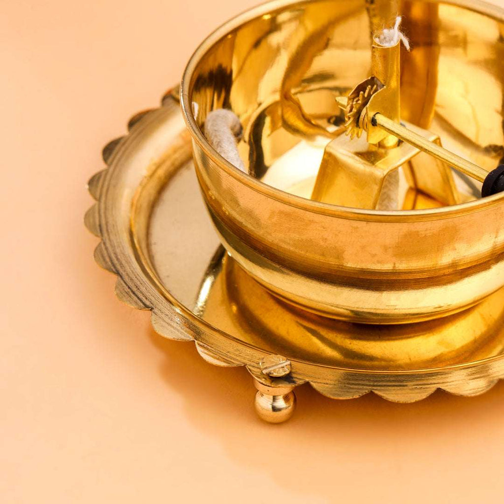 Brass Glass Akhand Jyoti Diya Vedansh Craft