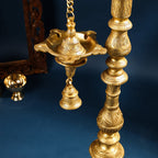 Brass Parrot Lamp With Bell (40 Inch) Vedansh Craft