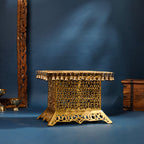 Brass Pooja Stool with Hanging Bells – Traditional & Ornate Design (15 Inch) Vedansh Craft