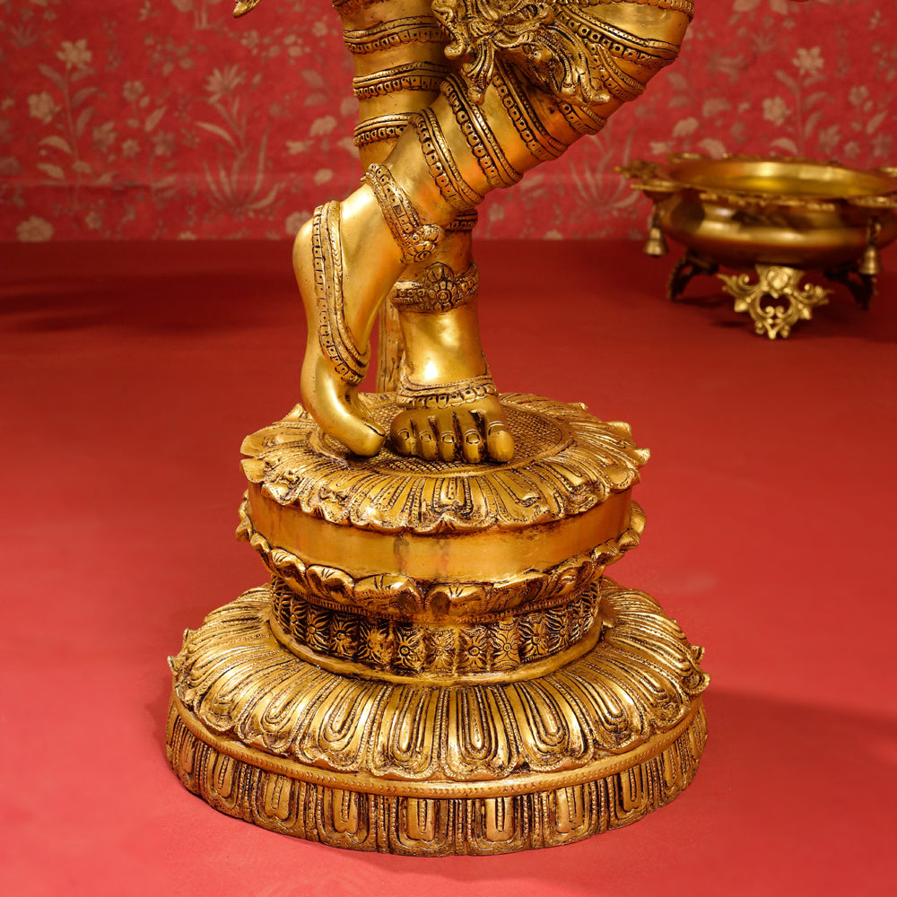 Brass Standing Krishna Idol With Tree (56 Inch) Vedansh Craft