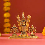 Brass Balaji, Shankh Chakra And Namah Showpiece (3.5 Inch) Vedansh Craft