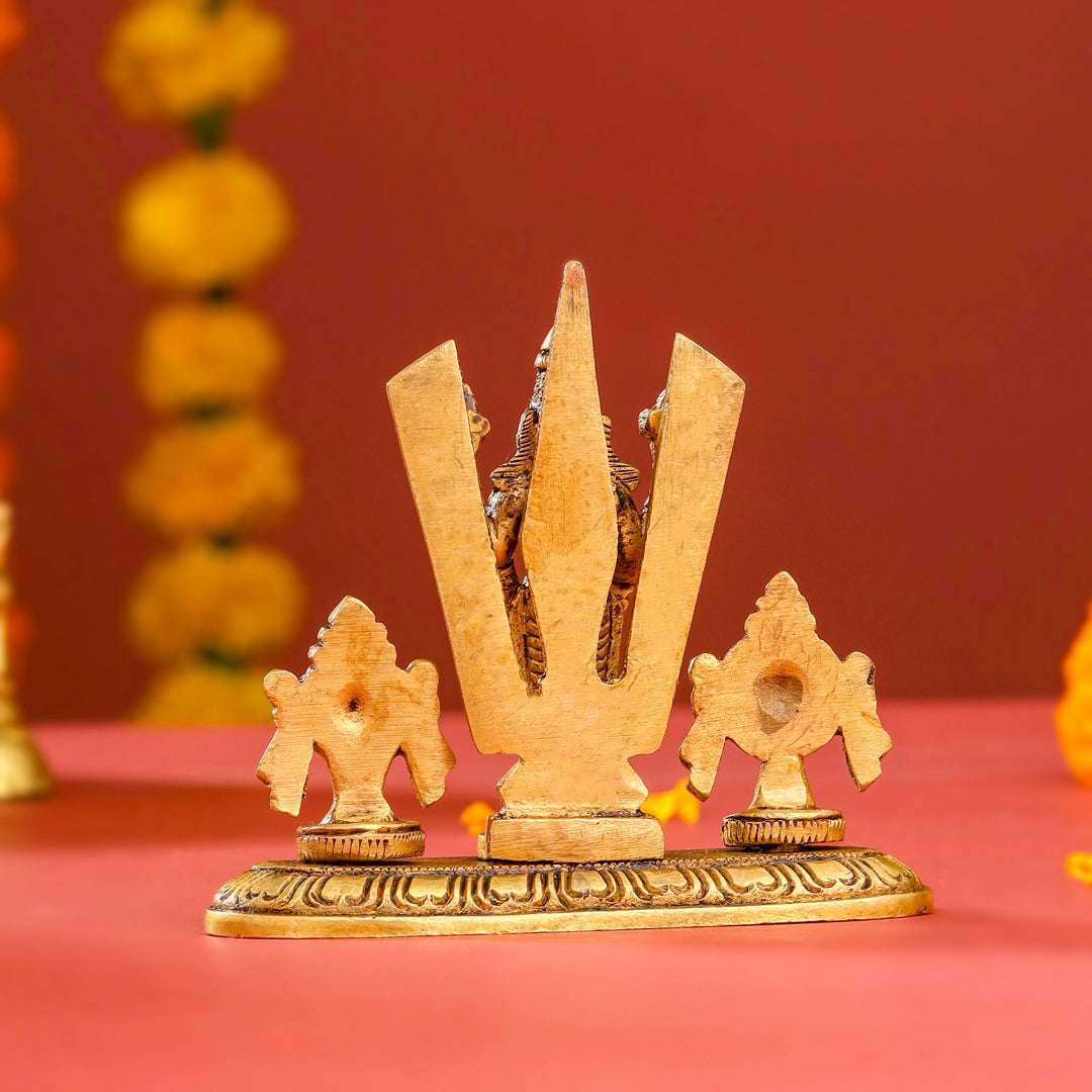 Brass Balaji, Shankh Chakra And Namah Showpiece (3.5 Inch) Vedansh Craft