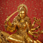 Brass Goddess Durga Sitting on Lion Statue (40 Inch) Vedansh Craft